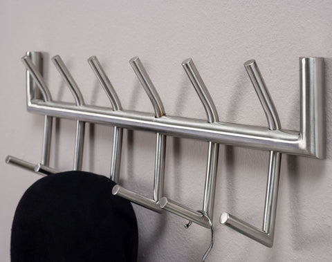 Rootz Wall Coat Rack - Metal Silver - Design Hallway Coat Rack Steel - Wall Panel Hook Rail - Cloakroom Wall - 60x19x10 cm