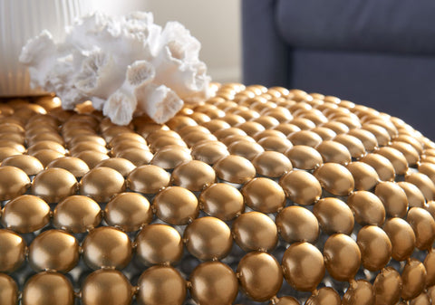 Rootz Coffee Table - Gold Aluminum - Round Metal Living Room Table - Oriental Design Sofa Table - Small Round Coffee Table - 60x60x30 cm