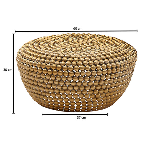 Rootz Coffee Table - Gold Aluminum - Round Metal Living Room Table - Oriental Design Sofa Table - Small Round Coffee Table - 60x60x30 cm