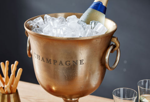 Rootz Gold Champagne Cooler - Large Aluminum Beverage Cooler - Bottle Cooler for Champagne, Wine, and Sparkling Wine - Tabletop Champagne Chiller - 28.5x37.5x28.5 cm
