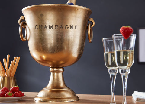 Rootz Gold Champagne Cooler - Large Aluminum Beverage Cooler - Bottle Cooler for Champagne, Wine, and Sparkling Wine - Tabletop Champagne Chiller - 28.5x37.5x28.5 cm