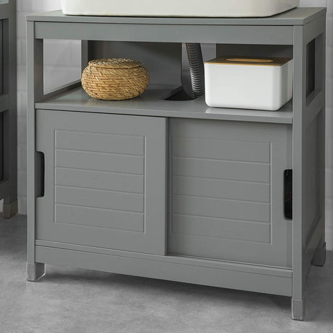 Rootz Under Sink Bathroom Storage Cabinet with Shelf and Double Sliding Door- 60x30x61cm