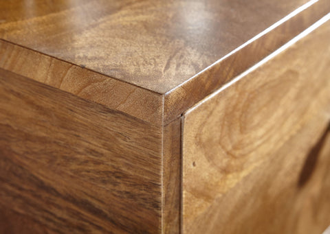 Rootz Bedside Table - Mango Solid Wood - Design with Drawer - Storage Space - Metal - 40x75.5x35 cm
