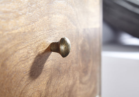 Rootz Bedside Table - Mango Solid Wood - Design with Drawer - Storage Space - Metal - 40x75.5x35 cm