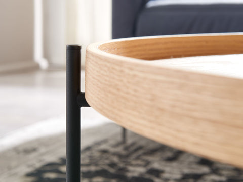 Rootz Coffee Table - Wood and Metal Living Room Table - Modern Round Design - Wooden Table for Living Room - 78x78x40 cm