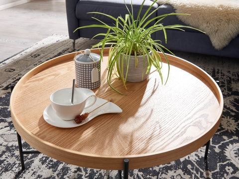 Rootz Coffee Table - Wood and Metal Living Room Table - Modern Round Design - Wooden Table for Living Room - 78x78x40 cm