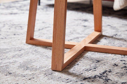 Rootz Coffee Table - Solid Oak with Round Glass - Modern Design for Small Living Room - Wooden Table - 58x58x47 cm