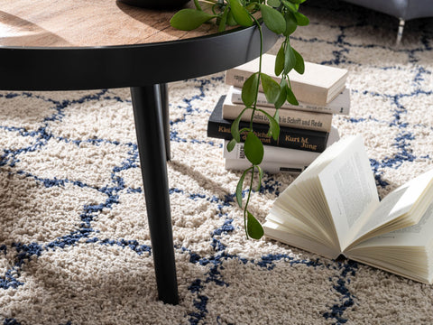 Rootz Coffee Table Round - Black Brown Modern Design - Large Living Room Table - Lounge Table - 76x76x40 cm