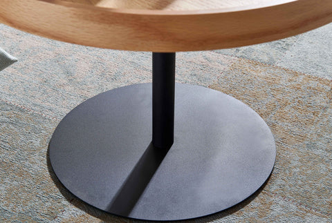 Rootz Coffee Table - Wood-Metal Living Room Table - Modern Round Design - Oak Coffee Table - Table for Living Room - 61x61x40 cm
