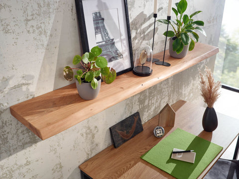 Rootz Wall Shelf - Solid Acacia Wood with Tree Edge - Design Floating Shelf - Natural Wood Wall Board - Country Style Hanging Shelf - 160 cm