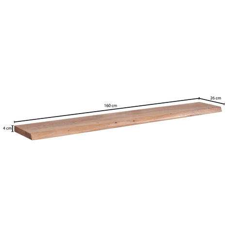 Rootz Wall Shelf - Solid Acacia Wood with Tree Edge - Design Floating Shelf - Natural Wood Wall Board - Country Style Hanging Shelf - 160 cm