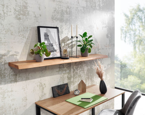 Rootz Wall Shelf - Solid Acacia Wood with Tree Edge - Design Floating Shelf - Natural Wood Wall Board - Country Style Hanging Shelf - 160 cm