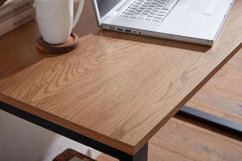 Rootz Office Desk - Design Computer Table - Small Home Office Table - Study Room Laptop Table with Metal Legs - Oak Decor - Black - 120x60x76 cm
