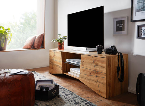 Rootz TV Stand - Lowboard - TV Dresser with Two Doors - Modern High Design TV Cabinet - Living Room TV Stand - Oak Wood - 160x50x40 cm