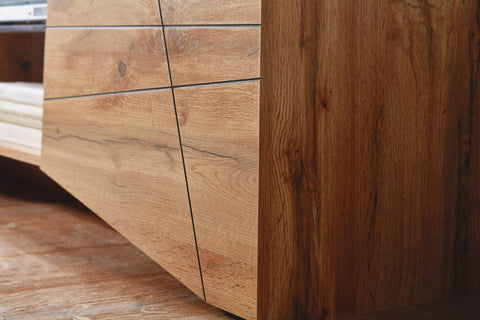 Rootz TV Stand - Lowboard - TV Dresser with Two Doors - Modern High Design TV Cabinet - Living Room TV Stand - Oak Wood - 160x50x40 cm