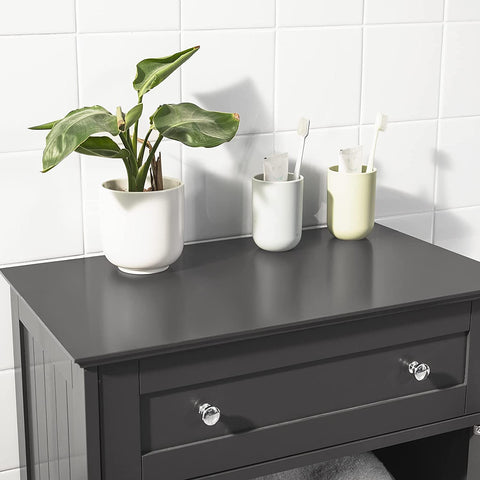 Rootz Bathroom Cabinet - Bathroom Storage - Cabinet Cupboard with Drawer and Double Shutter Doors - Dark Grey
