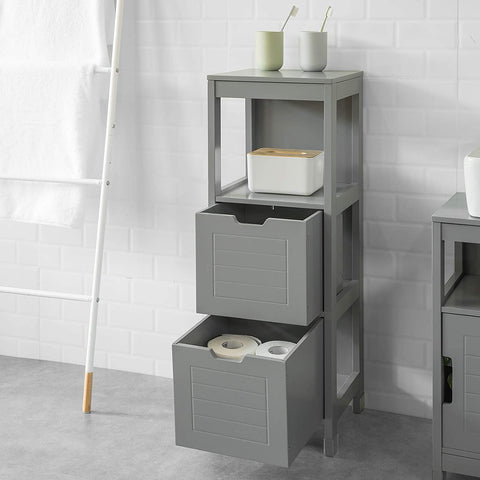 Rootz Floor Standing Bathroom Storage Cabinet Unit with 1 Shelf and 2 Drawers