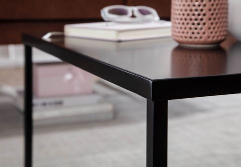 Rootz Metal Coffee Table - Square Lounge Table - Industrial Black - Steel Square Side Table - 60x60x40 cm