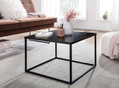 Rootz Metal Coffee Table - Square Lounge Table - Industrial Black - Steel Square Side Table - 60x60x40 cm