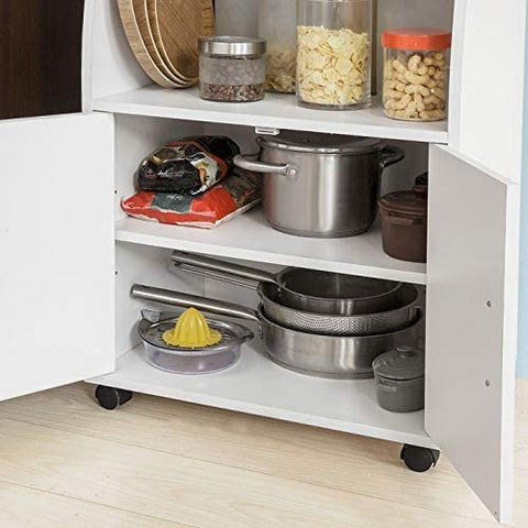 Rootz Microwave Shelf - Kitchen Wheeled Storage Trolley - Kitchen Storage Cabinet Cupboard Unit