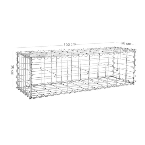 Rootz Gabion - Gabion Wall - Gabion Basket - Gabion Fence - Gabion Stone - Gabion Bench - Gabion Mesh - Gabion Wall Cost - Grey/silver - 100 x 30 x 30 cm