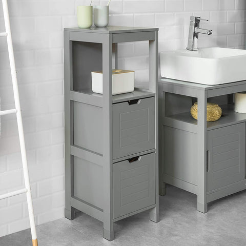 Rootz Floor Standing Bathroom Storage Cabinet Unit with 1 Shelf and 2 Drawers