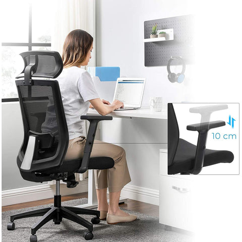Rootz Office chair - Office chair - Ergonomic - 360° swivel chair - Lumbar support - Headrest - Adjustable - Tiltable - Black