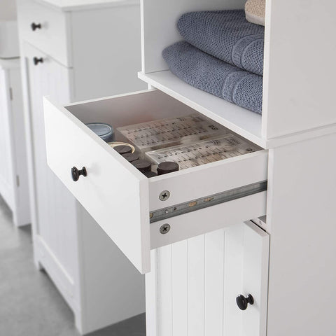 Rootz Tall Bathroom Cabinet - Bathroom Storage - Cabinet with 3 Shelves - 1 Drawer - 1 Cabinet