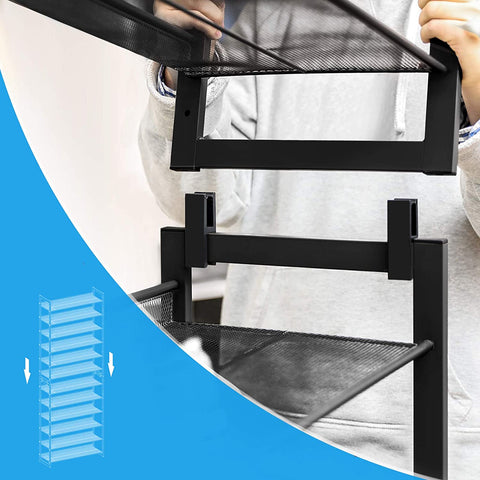 Rootz Shoe Rack - 12 Levels - 48-60 Pairs of Shoes - Metal - Adjustable Shelves - Black - 92.5 x 30.7 x 223 cm