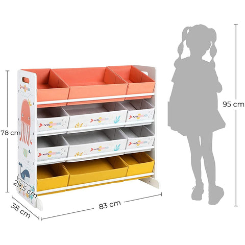 Rootz Toys Organizer - Toy Cabinet - Children's Room Cabinet - Storage Cabinet - Children's Room - For Children - 12 Boxes - Fabric - White