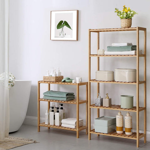 Rootz Bathroom Rack Bamboo - Storage Rack With 3 Layers