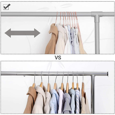 Rootz Clothes Hangers - 50 Pieces - Velvet - Anti-Slip - Space Saving - Pink - Gold - 45 x 0.6 x 23.5 cm