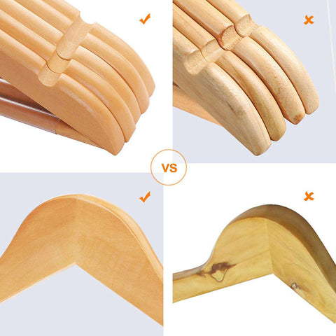 Rootz Maple Wood Clothes Hangers - 20 Pieces - 360 Degree Hanger - Clothes Hanger Coat, Pants - Clothes Hangers