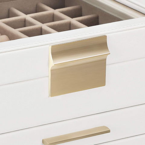 Rootz Jewelery box - Jewelery box - Glass - 3 Levels - 2 Drawers - White - 23.1 x 20.3 x 13.5 cm