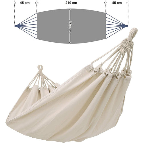 Rootz Hammock - 2 Persons - Transport Bag - Fixing Straps - Beige - 210 x 150 cm