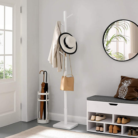 Rootz Coat Rack - Clothes Rack - Solid Wood - Tree Shape - 8 Hooks - White - Rubberwood - 30 x 30 x 175 cm
