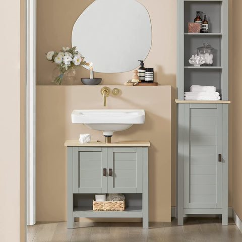 Rootz Under Sink Cabinet Bathroom - Vanity Unit - Bathroom Storage Cabinet with Double Doors - W60 x D30 x H60cm