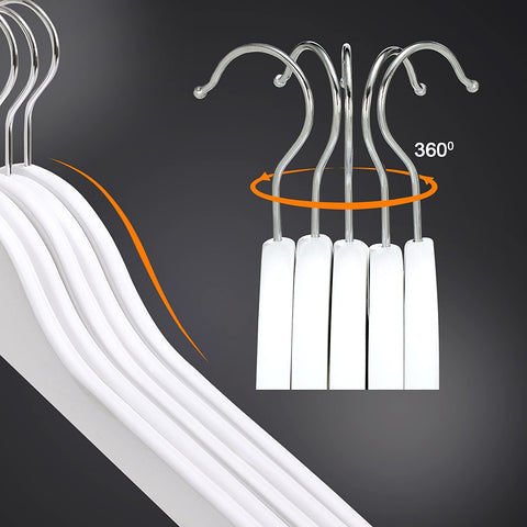 Rootz Clothes Hangers With Shoulder Notches - White - 44.5 x 1.2 x 23 cm