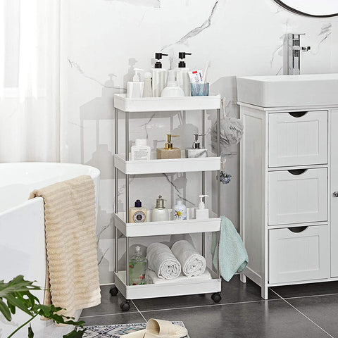 Rootz Kitchen trolley - Bathroom trolley - Kitchen trolley - On wheels - White - 40 x 22 x 86 cm