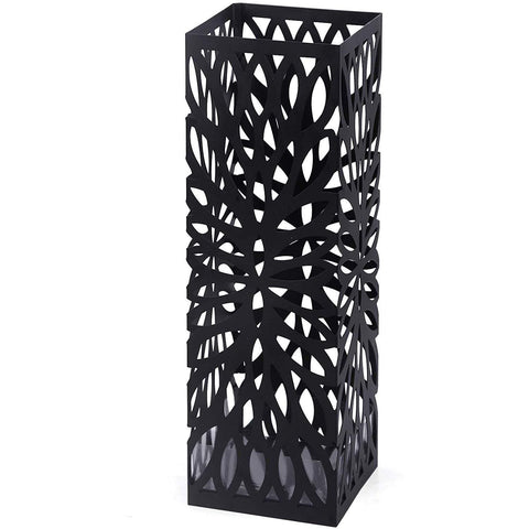 Rootz Metal Design Umbrella Stand with Drip Tray - Umbrella Stand - Umbrella Basket - Walking Stick Holder - Umbrella Stand - Square - Dim. 49 x 15.5 x 15.5 cm