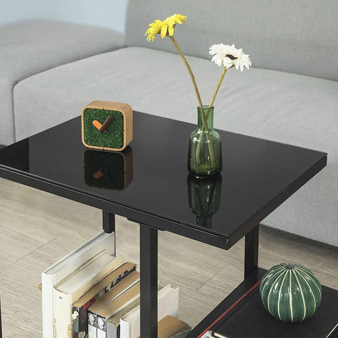 Rootz Side Table - Coffee Table - Living Room Table with Storage Shelf - W65 x D35 x H55cm