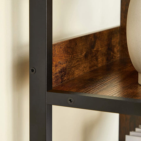 Rootz Bookcase - Storage Cabinet - 8 Compartments - Brown - Black - Processed Wood - Metal - 80 x 33 x 149 cm