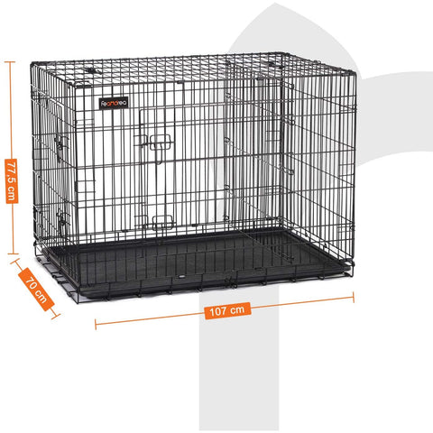 Rootz Dog Cage - Bench - Dogs - 2 Doors - Kennel - 107 x 70 x 77.5 cm