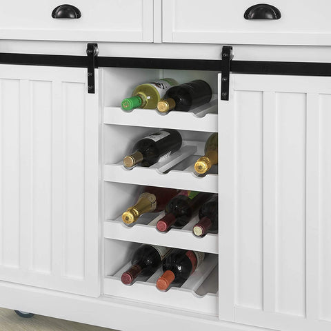 Rootz Kitchen Storage Trolley - Kitchen Cabinet - Cupboard - Sideboard - Kitchen Island with Stainless Steel Top & 2 Sliding Doors