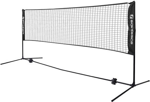 Rootz Badminton Net - Tennis Net - Adjustable Height - Iron Frame - Transport Bag - Blue - Black - Yellow