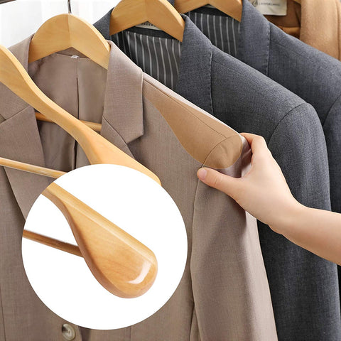 Rootz Pakhangers - Clothes Hangers - Set Of 6 - Solid Wood - Anti-Slip - Swivel Hook - Brown - 44 x 5.5 x 23 cm