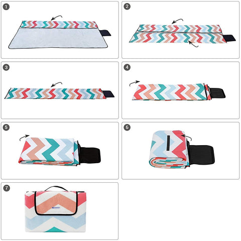 Rootz Picnic Blanket - Beach Blanket - Waterproof Bottom - Foldable - Pink - 200 x 150 cm