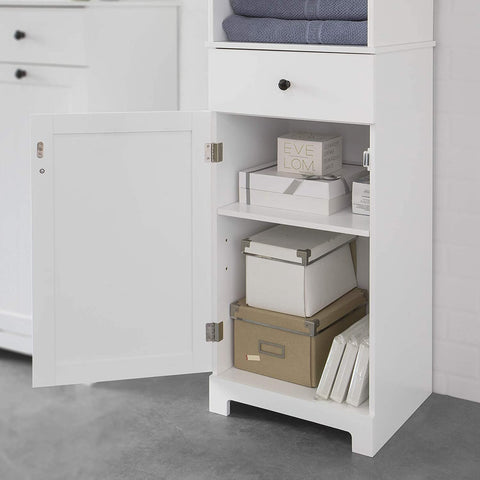 Rootz Tall Bathroom Cabinet - Bathroom Storage - Cabinet with 3 Shelves - 1 Drawer - 1 Cabinet