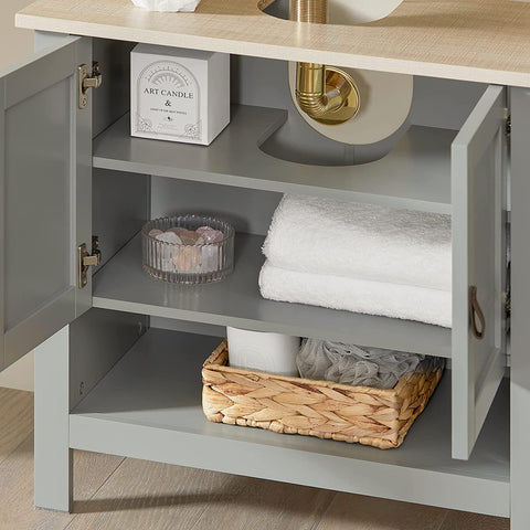 Rootz Under Sink Cabinet Bathroom - Vanity Unit - Bathroom Storage Cabinet with Double Doors - W60 x D30 x H60cm