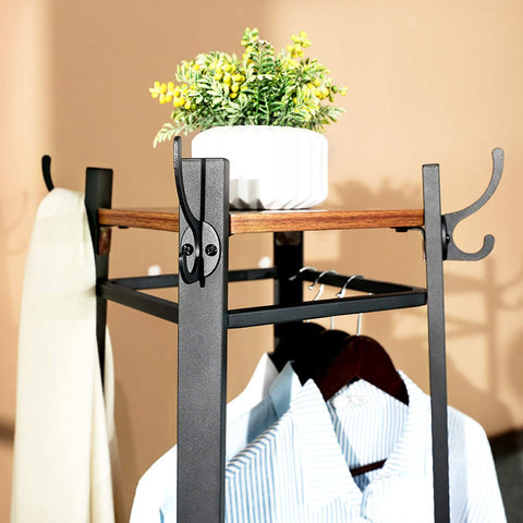 Rootz Coat rack Standing - Coat racks - Industrial - Metal - Wood - Brown / Black - 45 x 45 x 181 cm